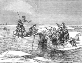 Russian villagers on floating ice, 1874. Creator: Unknown.