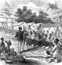 The Ashantee War: arrivals at the North Gate, Cape Coast Castle...sketch by our special artist, 1874 Creator: Jenkin.