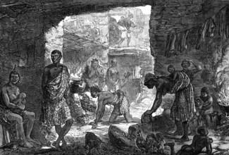 The Ashantee War - sketches by our special artist: interior of a native hut, Cape Coast Castle, 1874 Creator: Unknown.