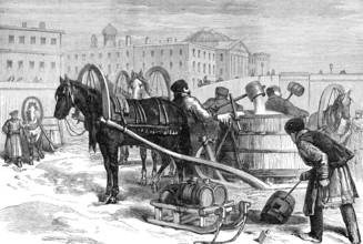 Taking water from the Neva at St. Petersburg - from a sketch by our special artist, 1874. Creator: Unknown.
