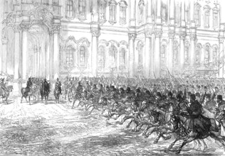 Marriage Festivities at St Petersburg: review before the Emperor, the Prince of Wales..., 1874. Creator: Unknown.