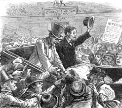 Metropolitan Boroughs election sketches: a popular candidate, 1874. Creator: Unknown.