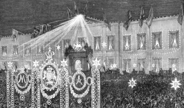 Royal Marriage Festivities at Moscow: ball and illumination at the Governor’s Palace, 1874. Creator: Unknown.