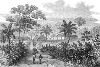 The Ashantee War: Accroful - station on the road to Coomassie,...sketch by our special artist, 1874. Creator: Unknown.