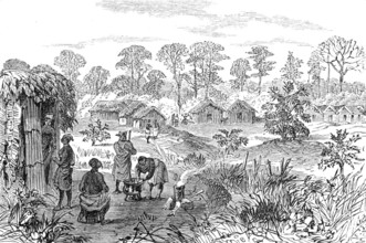 The Ashantee War: Sutah - station on the road to Coomassie,...sketch by our special artist, 1874. Creator: Unknown.