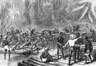 The Ashantee War: cutting and making a road to Coomassie, from a sketch by our special artist, 1874. Creator: Unknown.