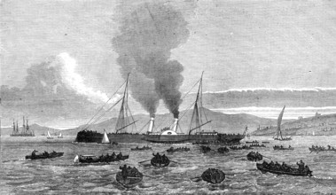 Arrival of despatch-boat at Lisbon with news of the Ashantee War, 1874. Creator: Unknown.