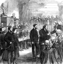 The End of the Tichborne Trial: the Claimant's farewell, 1874. Creator: Unknown.