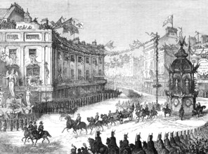 The Royal Entry into London: the procession in Oxford-Circus, 1874. Creator: Unknown.