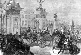 The Royal Entry into London: the procession at Buckingham Palace, 1874. Creator: Unknown.