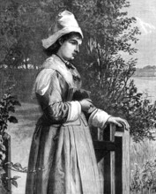 Homeward Serenely She Walked, with God's Benediction upon Her, painted by A. C. H. Luxmore, 1874. Creator: William Hollidge.