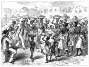 The Ashantee War: selling Indian corn in the streets of Cape Coast Castle, 1874. Creator: Unknown.