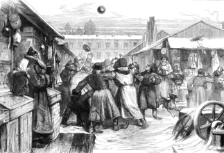 Football in the Jews' Market, St. Petersburg, 1874.  Creator: Unknown.