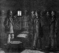 Arrival of Dr. Livingstone's remains: the coffin as it lay in the Malwa, 1874. Creator: Unknown.