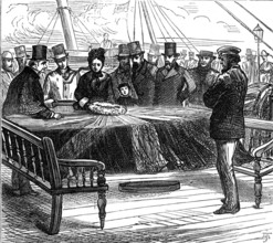 Dr. Livingstone's remains: the coffin on the deck of the Queen, 1874. Creator: Unknown.
