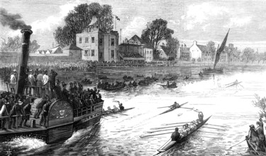 Scullers' race for the Championship of the Thames: the finish, 1874. Creator: Unknown.