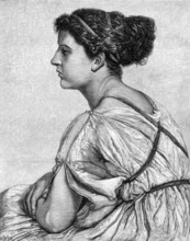 A Young Greek Woman by Edith Martineau, in the Exhibition at the Dudley Gallery, 1874. Creator: Unknown.