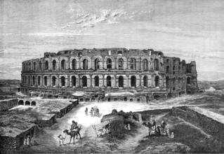 The Roman Coliseum of Thysdrus at El Djem, near Tunis, 1874. Creator: Unknown.