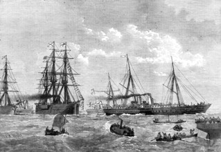 Departure of the Emperor of Russia in his yacht from Gravesend, 1874. Creator: Unknown.