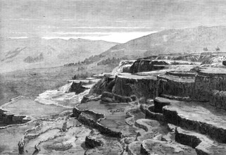 The Yellowstone Lake Region of North America: Mammoth Hot Springs on Gardiner's River, 1874. Creator: Unknown.