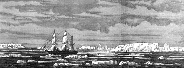 H.M.S. Challenger among icebergs, 1874. Creator: Unknown.
