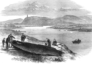 Ancient boat found in the bed of the River Forth at Stirling, 1874. Creator: Unknown.