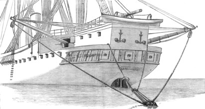 Steering spar contrivance for H.M.S. Bacchante after the squall, 1881. Creator: Unknown.