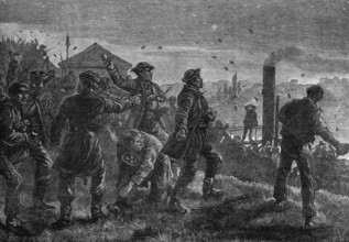 Assault on German students by Slavs at Kuchelbad, near Prague, 1881. Creator: Unknown.