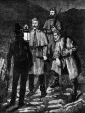 The State of Ireland: police patrol challenging a suspected person, 1881. Creator: Unknown.