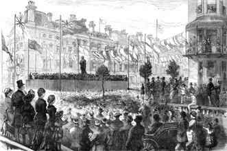 Professor Owen unveiling the statue of Harvey at Folkestone, 1881. Creator: Unknown.