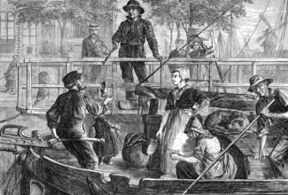The tourist in Holland: taking toll on a Dutch canal, 1881. Creator: Charles Olivier Murray.