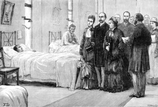 The Queen's visit to the new Royal Infirmary at Edinburgh, 1881. Creator: Unknown.