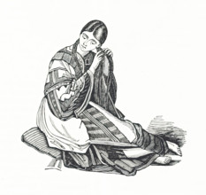 Woman plaiting her hair, 1839.  Creator: Unknown.