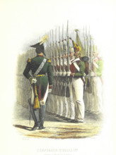 Emperor Nicholas I reviewing his guard, 1855.  Creators: Boyer, Charles-Amédée Colin.
