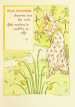 While Eyebright observes from her nook, And wonders he could be so silly, 1899.  Creator: Walter Crane.