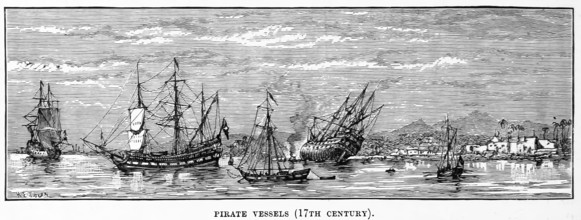 Pirate Vessels (17th century), 1882.  Creator: Henry Spernon Tozer.