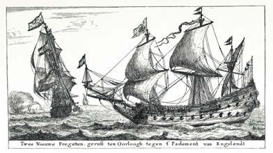 Two New Frigates Launched for War Against the Parliament of England, c1652-1654, (1896).  Creator: Unknown.
