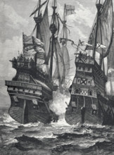 The Defeat of Sir Andrew Barton, 1511, (1887).  Creator: William Heysham Overend.