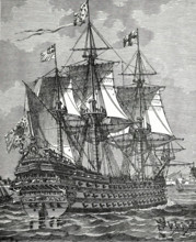 A first-rate ship of the line of the 17th century, (1894).  Creator: Unknown.