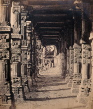 India: interior of the Hindu temple in the Kootub near Delhi, c1858. Creator: Felice Beato.