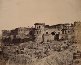 Lucknow, India: the Lucknow Residency in ruins: the Muchee Bawun and the Lucknow citadel, c1858. Creator: Felice Beato.