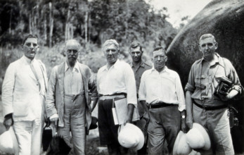 Sir Ronald Ross, JW Scharff and four others. Creator: Unknown.