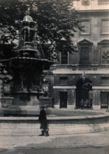 St Bartholomew's Hospital, London: the fountain in the centre of the courtyard with a small... Creator: Unknown.
