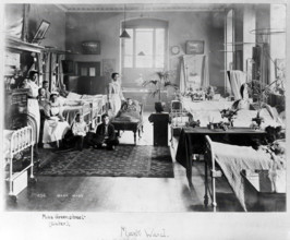 St Bartholomew's Hospital, London: patients and nurses in Mark ward, c1908. Creator: Unknown.
