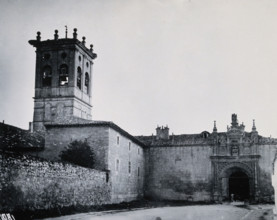 Hospital del Rey, Burgos: exterior, showing the church tower and the pilgrims' gateway, c1900. Creator: Unknown.