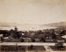 Hong Kong: Public Gardens and harbour viewed from the Albany, c1873. Creator: William Pryor Floyd.