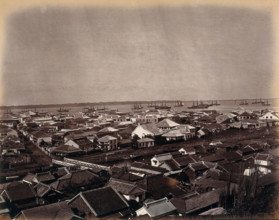 Yokohama, Japan: panoramic view of the native and European residences in Yokohama town..., c1873. Creator: William Pryor Floyd.