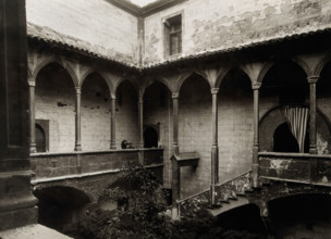 Hospital de la Santa María, Lérida: view of the staircase to the courtyard, c1900. Creator: Unknown.