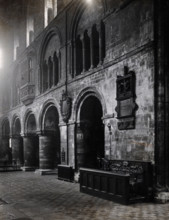 The church of St  Bartholomew the Great: interior view showing the ground arcade..., c1902. Creator: Emery Walker.