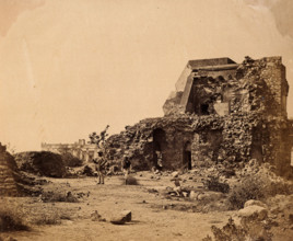 India: a ruined observatory and battery with distant view of Hindoo Rao's house, c1858. Creator: Felice Beato.